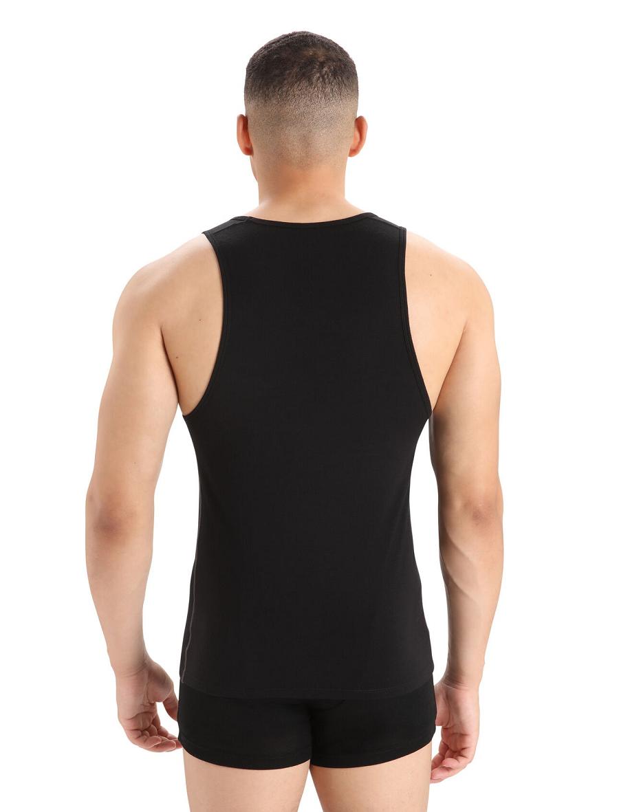 Black Men's Icebreaker Merino Anatomica Tank Top Underwear | USA 1287EBCX